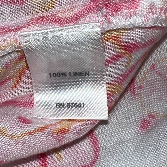 J.Jill White Pink Orange Love Linen Coral Print Button-Down Shirt Womens Size 1X - Picture 8 of 8